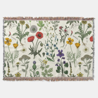 Wildflowers collage throw blanket