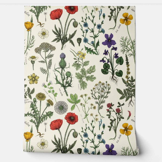 Wildflowers collage wallpaper (Unrolling)