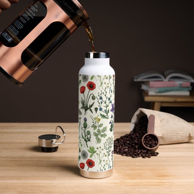 Wildflowers collage water bottle (Coffee)