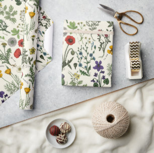 Wildflowers collage wrapping paper