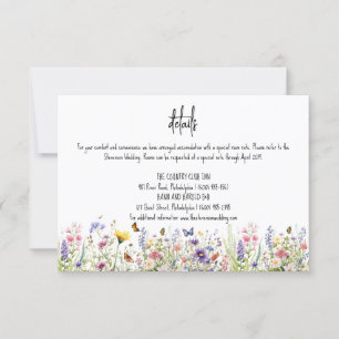 Wildflowers colourful Wedding details Invitation