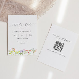 Wildflowers Cottagecore QR Code Wedding Save The Date