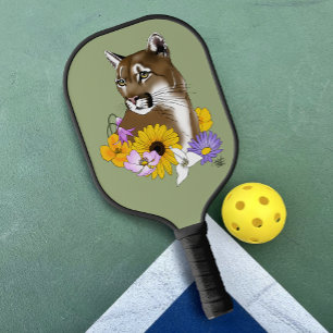 Wildflowers Cougar Mountain Lion Puma Pickleball Paddle