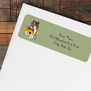 Wildflowers Cougar Mountain Lion Puma Return Address Label