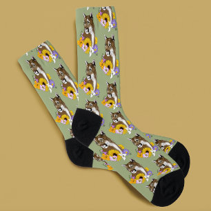 Wildflowers Cougar Mountain Lion Puma Socks