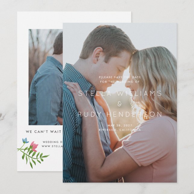 Wildflowers Country Botanical Wedding Photo Save The Date (Front/Back)
