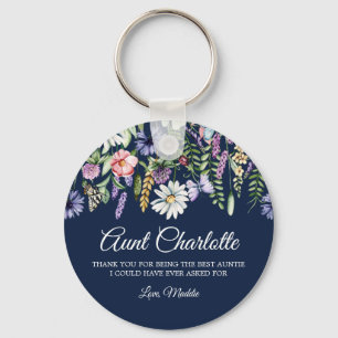Wildflowers Custom Aunt Keychain