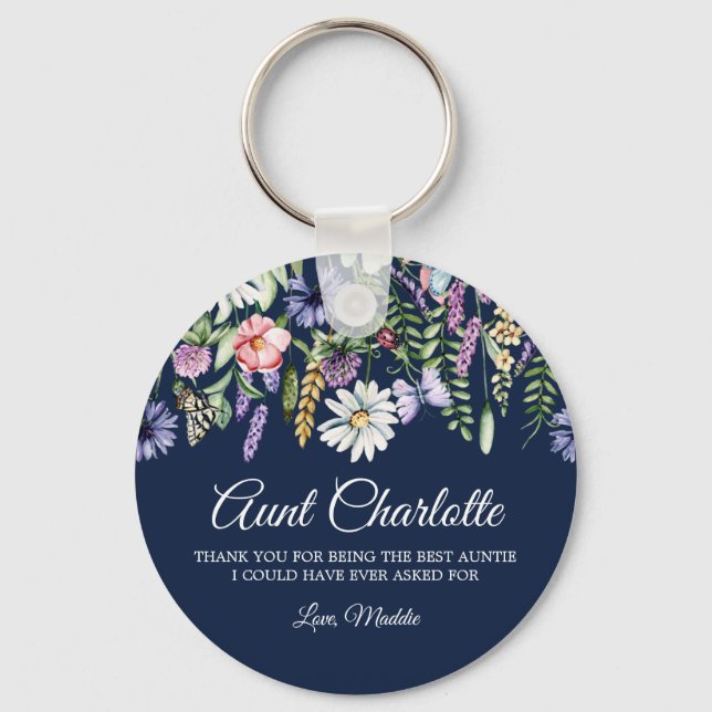 Wildflowers Custom Aunt Keychain (Front)