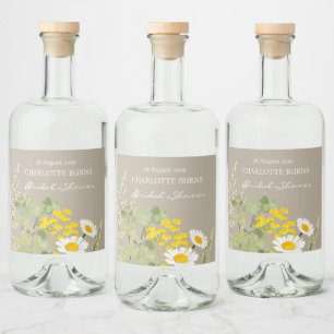 Wildflowers Custom Bridal Shower  Liquor Bottle Label