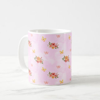 Wildflowers Custom Elegant Pink Background Coffee Mug