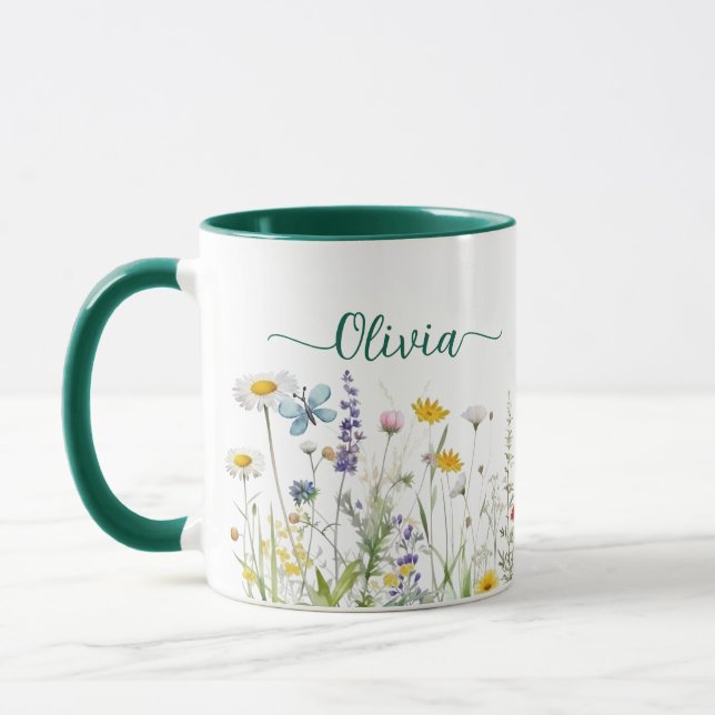 Wildflowers Custom script name Mug (Left)