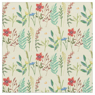 Wildflowers Cute Flowers in Yellow Fabric