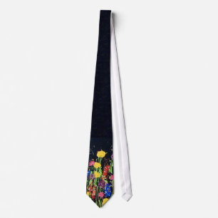 Wildflowers Dance At Night Art Tie