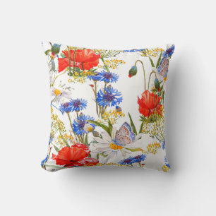 Wildflowers: dark blue watercolor seamless cushion