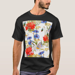 Wildflowers: dark blue watercolor seamless T-Shirt