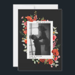 Wildflowers Dark Wedding Photo Save The Date<br><div class="desc">Botanical wedding monogram design with greenery and wildflowers including poppies and daisies with dark grey background.  Personalise with your photo and text.</div>