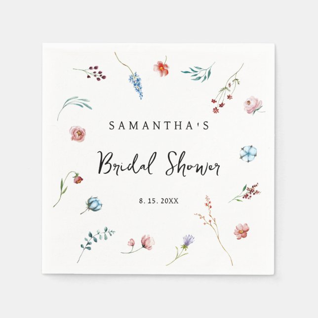Wildflowers delicate garden bridal shower napkin (Front)