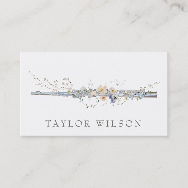 wildflowers design silver flute business card (Front)