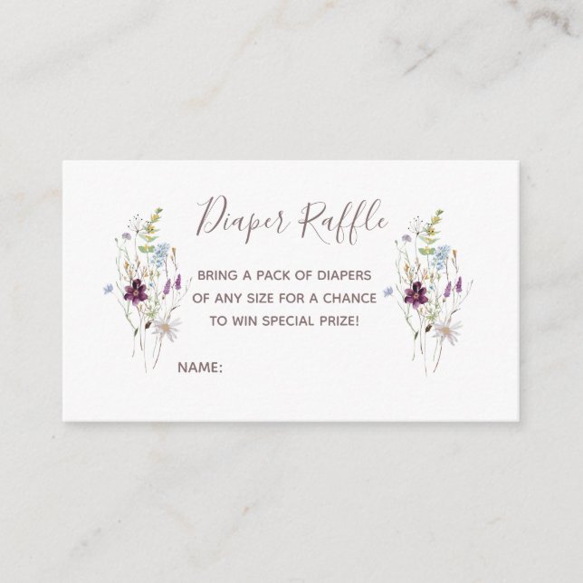 WildFlowers Diaper Raffle Card, Enclosure Card (Front)