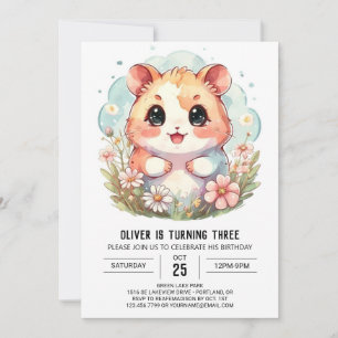 Wildflowers Digital Hamster Birthday Invitation