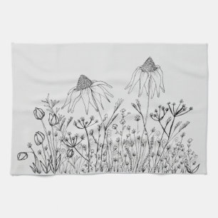 Wildflowers drawing tea towel