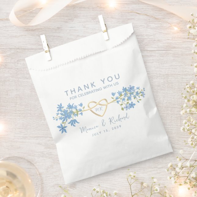 Wildflowers Dusty Blue Wedding Favour Bag (Clipped)