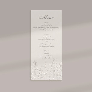 Wildflowers Ecru Faux Embossed Classic Wedding Menu