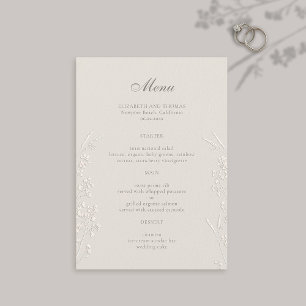 Wildflowers Ecru Faux Embossed Classic Wedding Menu