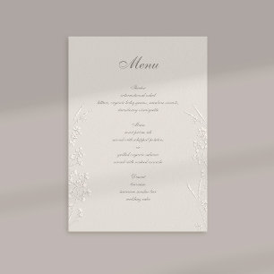 Wildflowers Ecru Faux Embossed Formal Wedding Menu