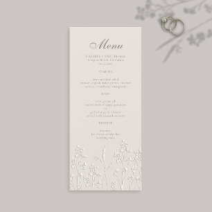 Wildflowers Ecru Faux Embossed Formal Wedding Menu
