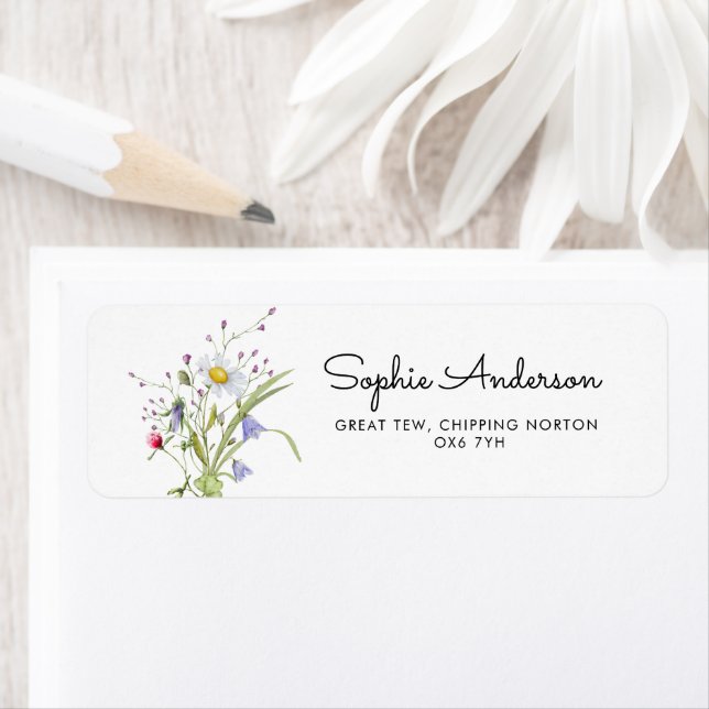 Wildflowers Elegant  Baby Shower Address Return Address Label (Insitu)