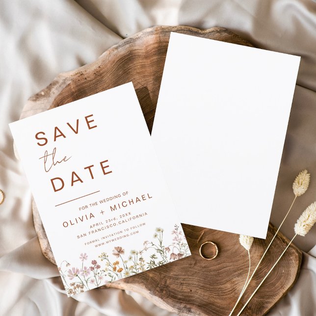 Wildflowers Elegant Boho Save the Date Minimalist  (Creator Uploaded)