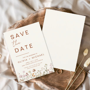 Wildflowers Elegant Boho Save the Date Minimalist