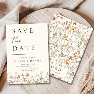 Wildflowers Elegant Boho Save the Date Minimalist