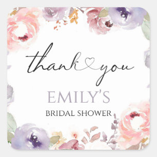 Wildflowers Elegant bridal shower thank you Square Sticker