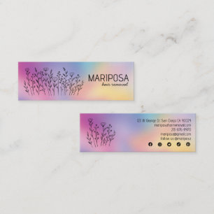 Wildflowers Elegant Custom Social Icons Rainbow Mini Business Card