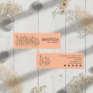 Wildflowers Elegant Line Art Custom Social Icons Mini Business Card