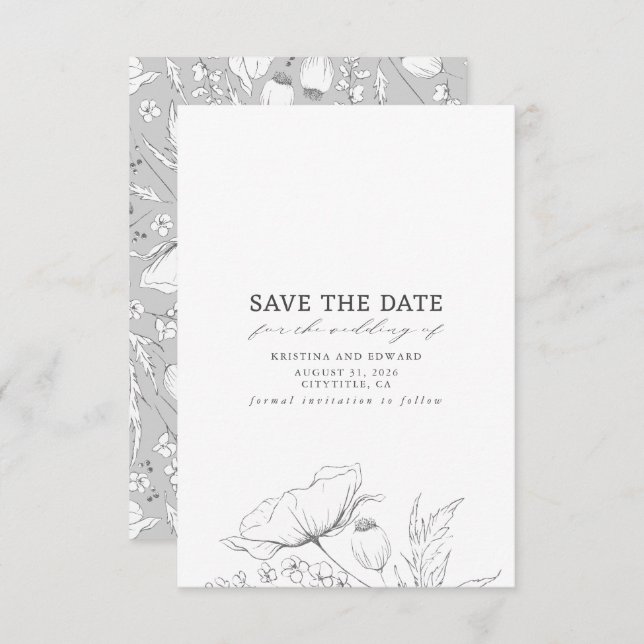 Wildflowers Elegant Minimalist Save The Date (Front/Back)