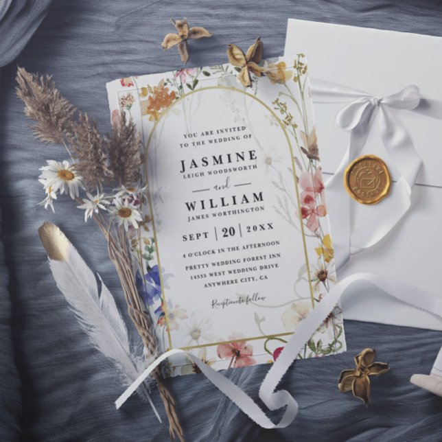Wildflowers ELegant Modern Budget QR Code Wedding Invitation (Creator Uploaded)