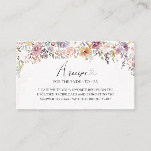 Wildflowers Elegant Recipe for the bride to be Enclosure Card
