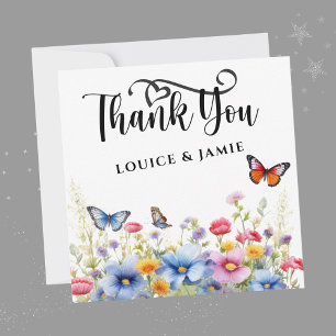 Wildflowers Elegant Simple Flat Thank You Card