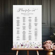 Wildflowers elegant wedding seating chart