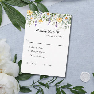 Wildflowers Eucalyptus Greenery Elegant Wedding RSVP Card