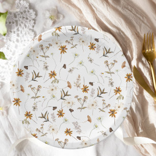 Wildflowers fall Floral Bridal Shower Paper Plate