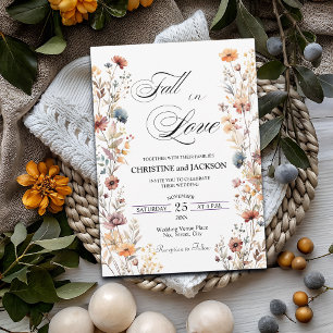 Wildflowers Fall in Love Elegant Wedding Invitation