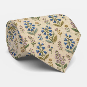 Wildflowers Faux Silk Vintage Embroidery Style Tie