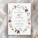 Wildflowers Feminine Floral 40th Birthday Party Invitation<br><div class="desc">Celebrate a 40th birthday in lovely feminine style with this modern floral wildflowers birthday party invitation. A beautiful watercolor painted wreath of mixed wildflowers in hues of pink, purple, peach, blue and white with scattered greenery make this invitation pop with style. Personalise the text template with your party info. This...</div>