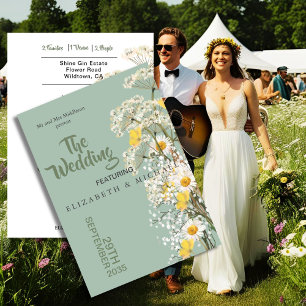Wildflowers Festival Theme Floral Sage Wedding Invitation