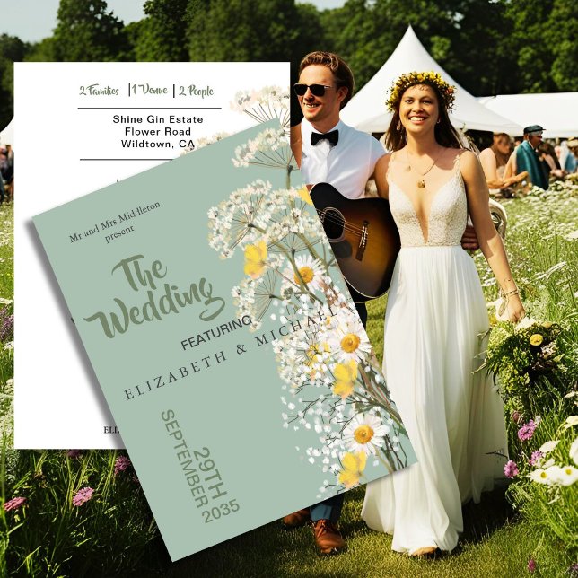Wildflowers Festival Theme  Floral Sage Wedding  Invitation (Creator Uploaded)