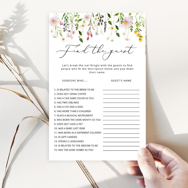 Wildflowers Find the guest bridal shower game (Creator Uploaded)